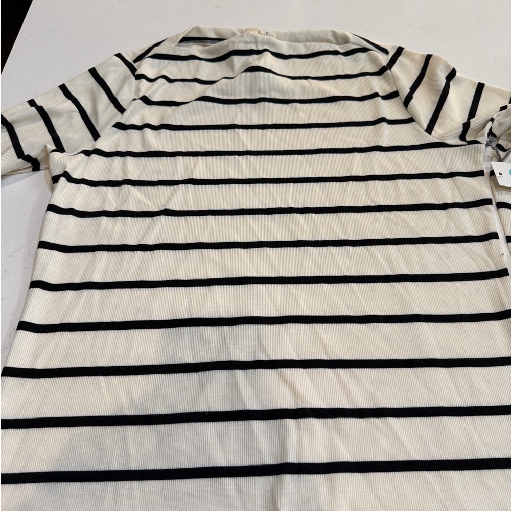 Nine Britton Black and Cream Striped Long Sleeve Top
